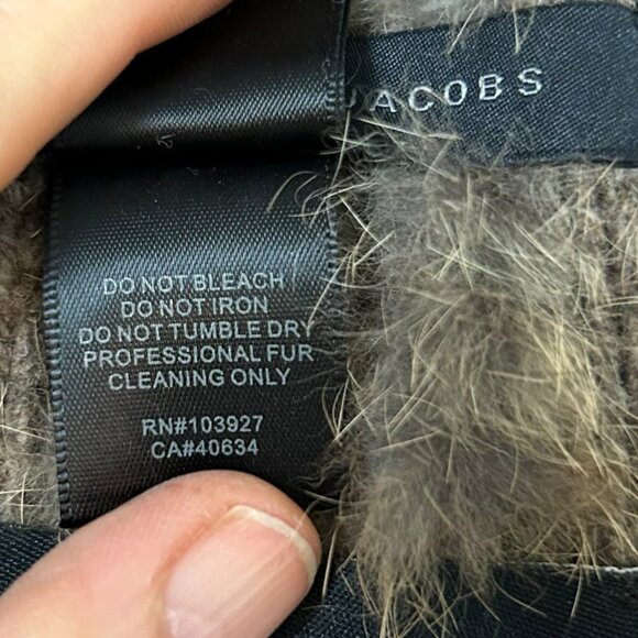 Marc by Marc Jacobs Rabbit Fur Knit Wool Vest Pockets OS Natural Color - Picture 9 of 11